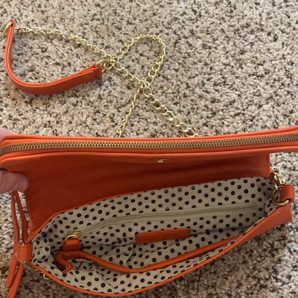 Orange fold over crossbody with gold hardware - gently used - Picture 6 of 11